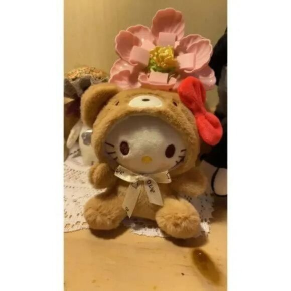 Hello kitty Kawaii MyMelody Plush Brown Teddy Bear Keychain - Picture 5 of 7